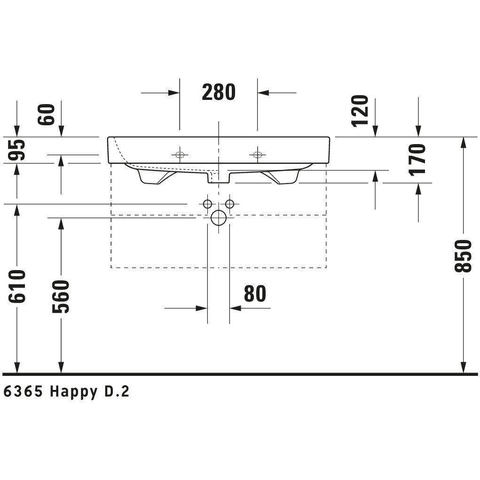 Duravit Happy D.2 Meubelwastafel - 80x50.5cm - met 1 kraangat - met overloop - wit SW54304