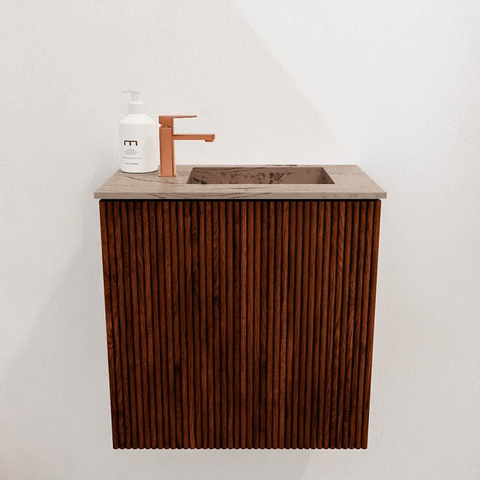Mondiaz JOYA-DLUX 40cm toiletmeubel - kleur Ruby - Wastafel FAYE positie Rechts 1 kraangat kleur Arena. SW1425251