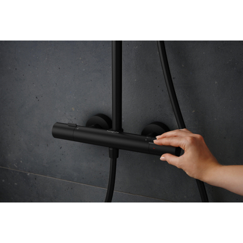 Hansgrohe Pulsify S Puro Puro1jet - showerpipe - ecosmart - 260 - thermostatisch - 3jet - handdouche en doucheslang - 160cm - thermostaat - mat zwart SW1151844
