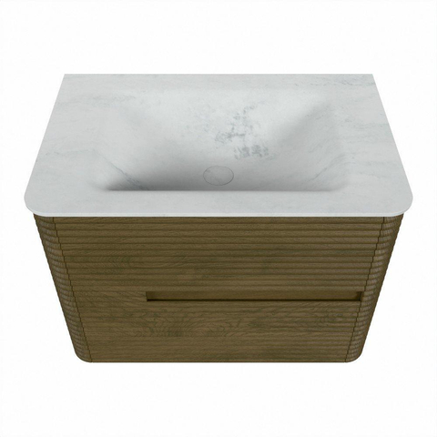 Mondiaz CIRO-DLUX Badkamermeubelset - 70x45x50cm - Solid surface wastafel Opalo - 1 wasbak Midden - 1 kraangat - 2 lades - Dusk SW1532882