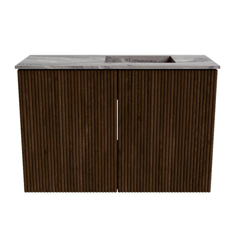 Mondiaz JOYA-DLUX 60cm toiletmeubel - kleur Walnut - Wastafel FAYE positie Rechts Zonder kraangat kleur Sombra. SW1424724