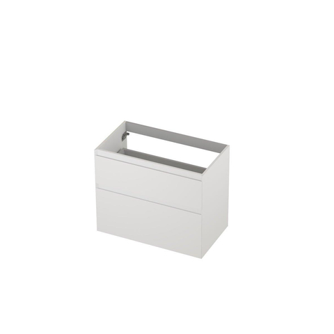 INK Wastafelonderkast - 80x45x65cm - 2 lades - greeploos - MDF lak - Mat wit SW693265