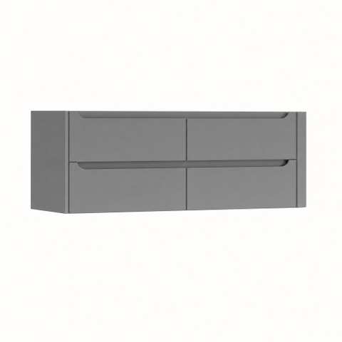 H&R Badmeubelen Juice Meuble sous lavabo - 140x45x50cm - angle droit arrondi - 4 tiroirs - poignée intégrée - stone grey mat SW1490047
