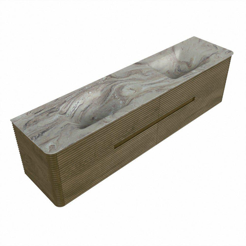 Mondiaz CIRO-DLUX Badkamermeubelset - 190x45x50cm - Solid surface wastafel Glace - 2 wasbak Dubbel - zonder kraangaten - 4 lades - Dusk SW1533013