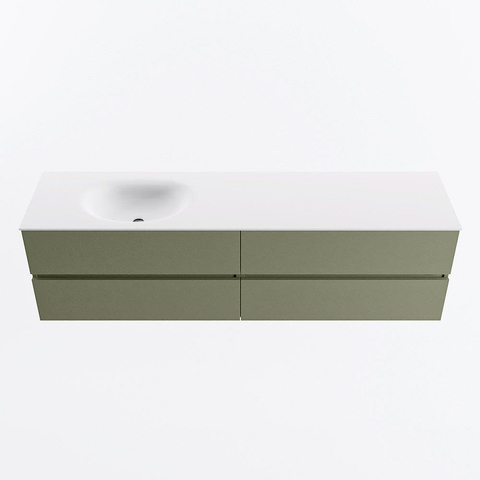 Mondiaz VICA Ensemble meuble de salle de bains - 180cm - army - 4 tiroirs - Lavabo MOON - gauche - 1 trou de robinet - couleur talc - Version XL 60cm de haut SW1189302