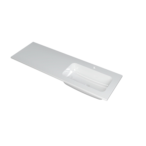 Ink faktor lavabo 140x1.5x45cm 1 trou pour robinet évier polystone blanc brillant SW207297