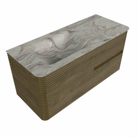 Mondiaz CIRO-DLUX Ensemble de meubles de salle de bains - 110x45x50cm - lavabo en solid surface Glace - 1 vasque à gauche - 1 trou de robinet - 2 tiroirs - Dusk SW1532868