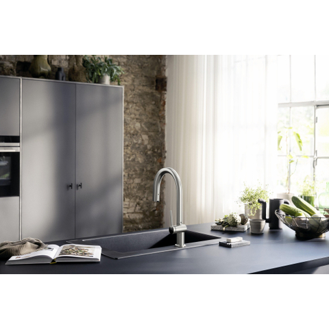 Hansgrohe Aqittura M91 SodaSystem 210, uittrekbare uitloop 1jetsBox, starter set RVS-look SW1567435