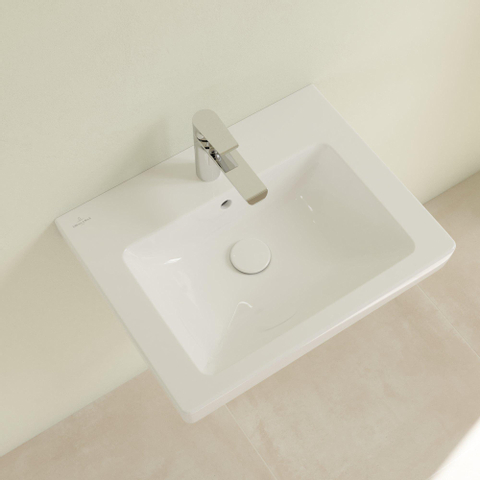 Villeroy & Boch Subway 2.0 wastafel - 55x47cm - 1 kraangat - met overloop CeramicPlus - White Alpine (glans wit) 1024089