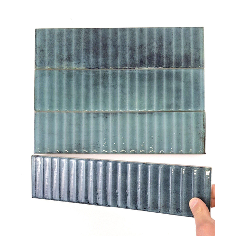 SAMPLE Terravito Sileno Voor wandtegel - 30x7.5cm - 8mm - ribbel - Groen SW1221333