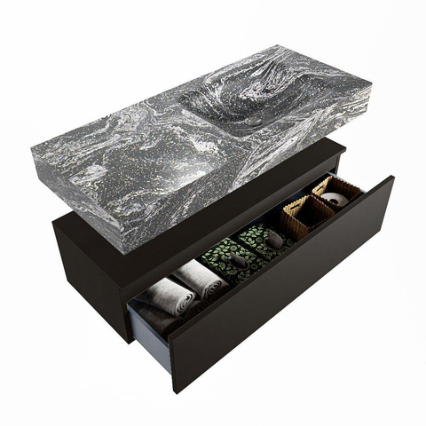Mondiaz ALAN-DLUX Ensemble de meuble - 110cm - meuble Urban mat - 1 tiroir - Lavabo Cloud Lava suspendu - vasque droite - 0 trous de robinet SW807935