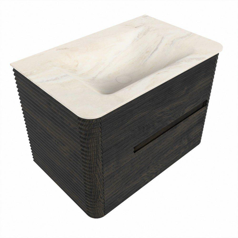 Mondiaz CIRO-DLUX Badkamermeubelset - 70x45x50cm - Solid surface wastafel Ostra - 1 wasbak Midden - zonder kraangaten - 2 lades - Shadow SW1532449