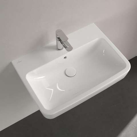 Villeroy & Boch O.novo wastafel - 65x46cm - met kraangat - met overloop CeramicPlus - White Alpine (glans wit) SW448450