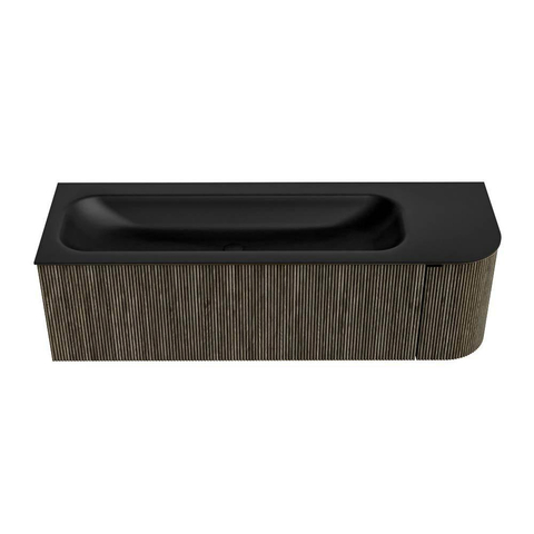 Mondiaz KURVE Badkamermeubelset - 145x46x40cm - 1 lade - 1 deur - wastafel solid surface - links - 2 kraangaten - Shadow SW1414271