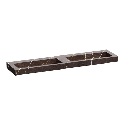 BRAUER Coral wastafel - 200x46x10cm - 2 wasbakken - 0 kraangaten - composiet - marmerlook - Copper Brown SW957300
