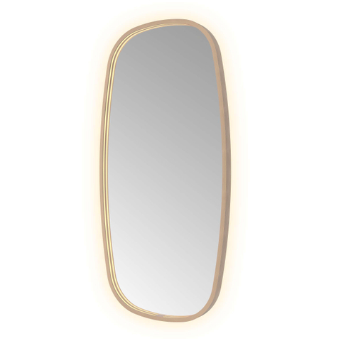 Hotbath &MORE Spiegel in aluminium frame / contour - 50x100cm - inclusief direct & indirect LED - spiegelverwarming - color changing - dimbaar - dottless - met afstandsbediening - PVD - geborsteld koper SW1246854