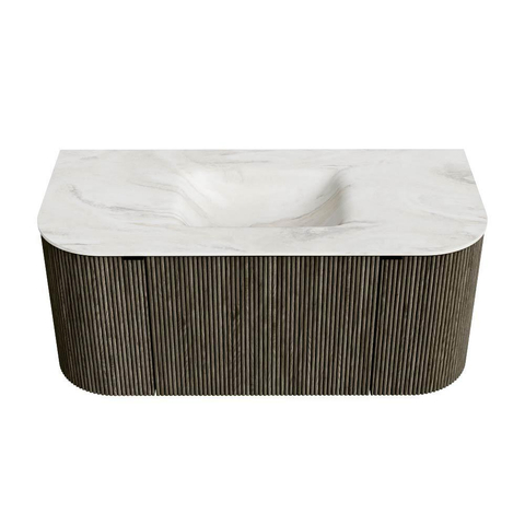 Mondiaz KURVE-DLUX Ensemble meuble de salle de bains - 100x46x40cm - 1 tiroir - 2 portes - lavabo solid surface - central - sans trou de robinet - Shadow SW1414424