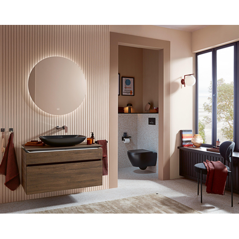 Villeroy & Boch Viconnect Bouton de commande E300 DF 25.3x14.5cm matière synthétique noir/chrome mat SW106658