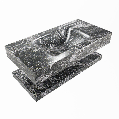 Mondiaz ALAN-DLUX Ensemble de meuble - 90cm - meuble Lava mat - 0 tiroirs - Lavabo Cloud Lava suspendu - vasque Centre - 1 trou de robinet SW809188