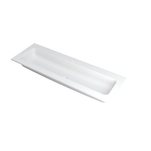 INK Faktor wastafel - 140x45x1.5cm - 1 wasbak - 1 kraangat - polystone wit mat SW207288