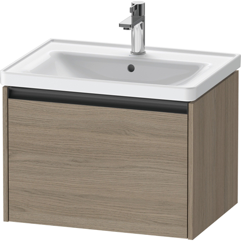 Duravit Ketho.2 Wastafelonderbouwkast - met 1 lade - 63.4x45.5x44cm - met greep antraciet - eiken terra mat SW771920