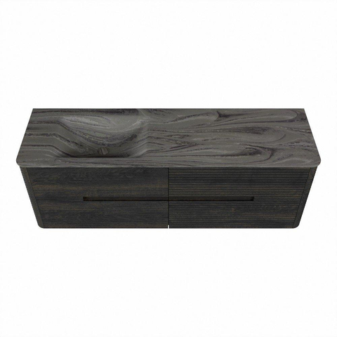 Mondiaz CIRO-DLUX Badkamermeubelset - 150x45x50cm - Solid surface wastafel Sombra - 1 wasbak Links - 1 kraangat - 4 lades - Shadow SW1532768