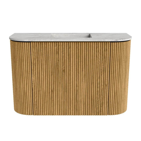 Mondiaz JOYA-DLUX 63.2cm toiletmeubel - ronding links en rechts kleur Oak - Wastafel FAYE positie Midden Zonder kraangat kleur Glace. SW1422032