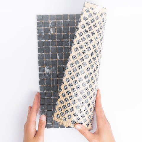 The Mosaic Factory Natural Stone mozaïektegel - 30.2x30.2cm - wand en vloertegel - Vierkant - Marmer Nero Anticato Mat SW66203
