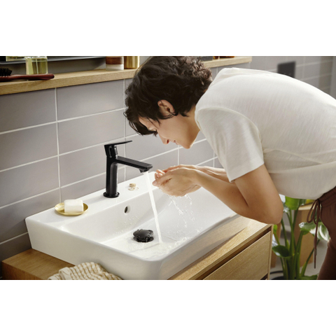 Hansgrohe Rebris e 1 greeps wastafelkraan - 110 - coolstart - zonder afvoer - mat zwart SW796590