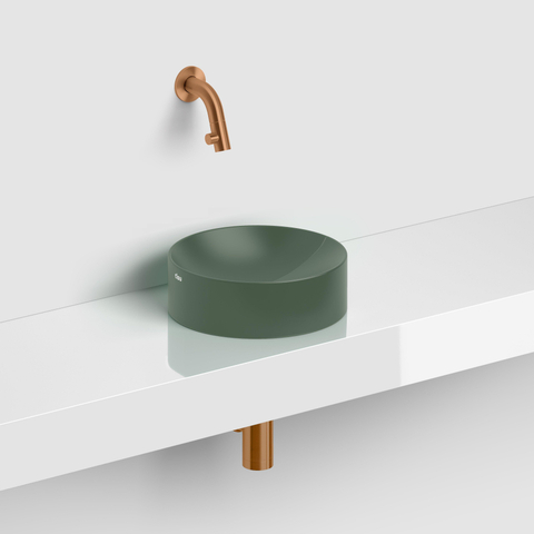 Clou Vale fontaine 22cm Céramique ronde sans plage de robinet mat vert pin SW809551