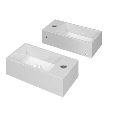 INK Versus Fontein - 36x18x9cm - wasbak links - 1 kraangat - polystone wit glans - licht beschadigd -OUTLET UDEN STORE41295