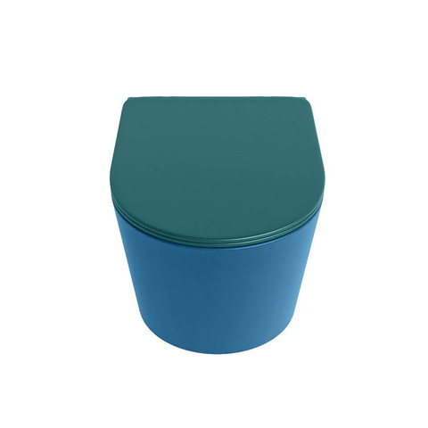 Mondiaz LAVIE WC suspendu – sans bride – 36 x 53 cm – avec abattant softclose – Jeans (bleu), abattant Smag (vert) SW1208715