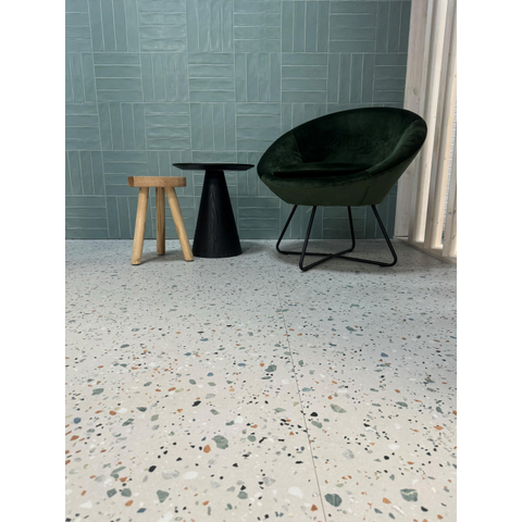 ÉCHANTILLON Terravito Hovano carreau mural et de sol - 60x60cm - 10mm - Carré - rectifié - Terrazzo - Blanc mat SW735584