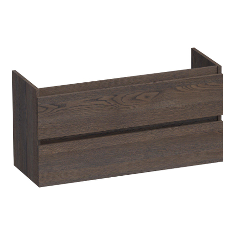BRAUER Joy meuble de salle de bains sous-lavabo peu profond - 100x39x50cm - 2 tiroirs softclose - sans poignées - 1 découpe pour siphon - chêne massif - lamelles chêne noir SW393199