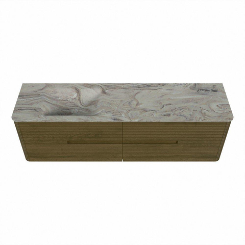 Mondiaz CIRO-DLUX Ensemble de meubles de salle de bains - 170x45x50cm - Vasque solid surface Glace - 1 lavabo à gauche - sans trous de robinet - 4 tiroirs - Dusk SW1533000