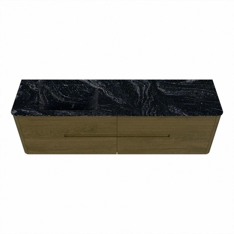 Mondiaz CIRO-DLUX Meuble de salle de bains - 170x45x50cm - Plan vasque Solid surface Lava - 1 vasque à gauche - sans trous de robinetterie - 4 tiroirs - Dusk SW1533064