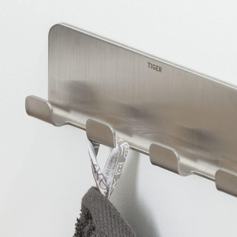 Tiger Colar Handdoekhaak - 4 haken - zelfklevend - geborsteld RVS SW106809