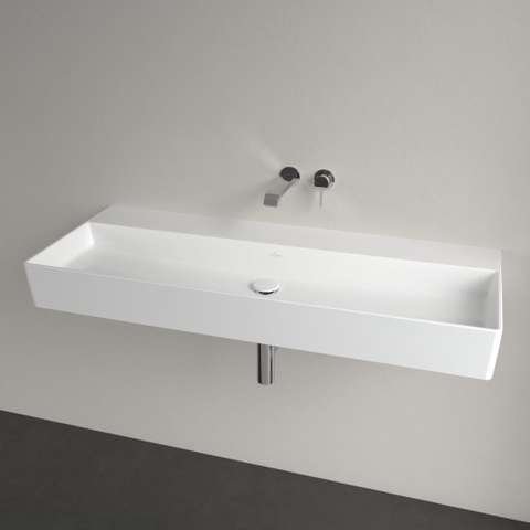 Villeroy & Boch memento 2.0 wastafel - voor handdoekhouders - 120x47cm - zonder overloop - zonder kraangat CeramicPlus - White Alpine (glans wit) SW336041