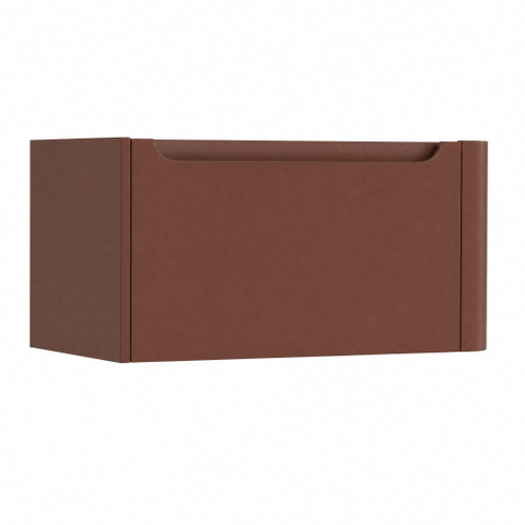 H&R Badmeubelen Juice Wastafelonderkast - 80x45x40cm - rechterhoek afgerond - 1 lade - geïntegreerde greep - Terra mat (rood) SW1109743