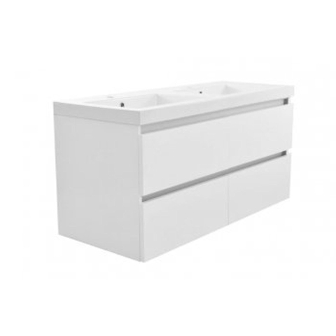 Wiesbaden Vision Onderkast - met 4 laden - 2 uitsparingen - 120x46cm - glans wit SW95810