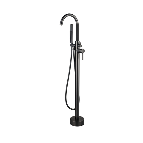 Fortifura Calvi vrijstaande badkraan - 113cm - met handdoucheset - PVD - geborsteld gunmetal (antraciet) SW766542