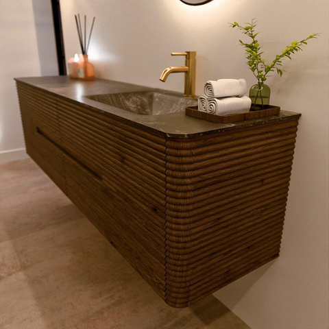 Mondiaz CIRO-DLUX Ensemble de meubles de salle de bains - 180x45x50cm - Plan vasque solid surface Lava - 1 lavabo à droite - 1 trou de robinet - 4 tiroirs - Dusk SW1533063