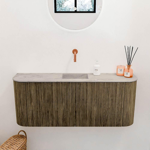 Mondiaz JOYA-DLUX 103.2cm toiletmeubel - ronding links en rechts kleur Dusk - Wastafel FAYE positie Midden Zonder kraangat kleur Glace. SW1423187