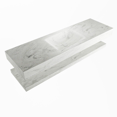 Mondiaz ALAN-DLUX Ensemble de meuble - 150cm - meuble Opalo mat - 0 tiroirs - Lavabo Cloud Opalo suspendu - vasque Centre - 1 trou de robinet SW809260