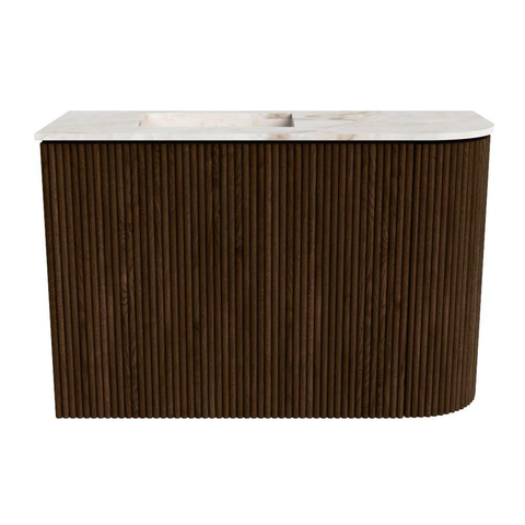 Mondiaz JOYA-DLUX Meuble de salle de bains - 61,6cm - arrondi droite couleur Walnut - Vasque FAYE position Gauche 1 trou de robinet couleur Frappe SW1422290