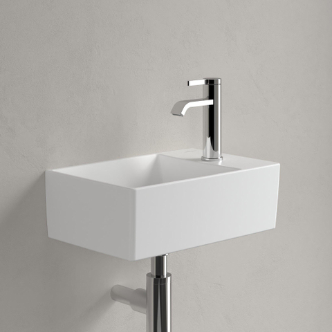 Villeroy & Boch memento 2.0 fontein onderzijde - geslepen - 40x26cm - zonder overloop - 1 kraangat CeramicPlus - Stone White (mat wit) SW358484