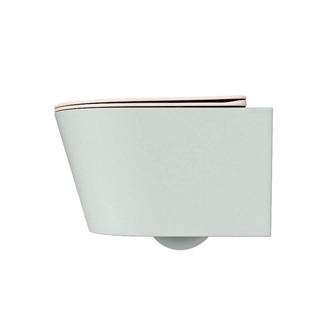 Mondiaz LAVIE hangtoilet – spoelrandloos – 36 x 53 cm – met softclose zitting – Greey (lichtgroen/grijs), zitting Rosee (roze) SW1208686