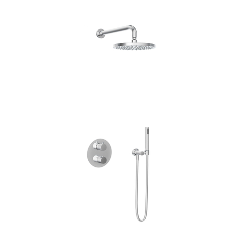 Hotbath Buddy IBS - Regendoucheset - 2-weg-omstel - 35cm wandarm - 25cm ronde hoofddouche - staafhanddouche - hoogglans chroom SW18260