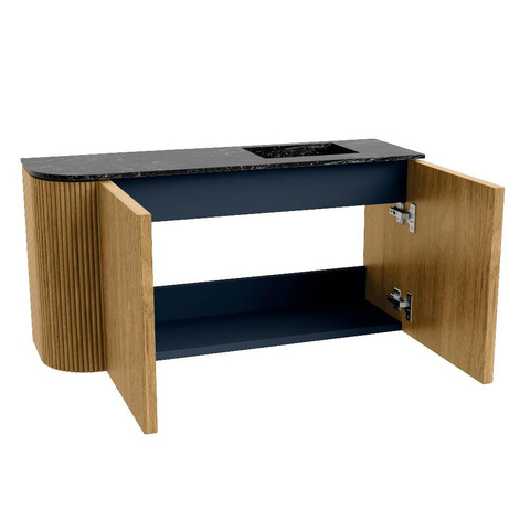 Mondiaz JOYA-DLUX 81.6cm toiletmeubel - ronding links kleur Oak - Wastafel FAYE positie Rechts Zonder kraangat kleur Lava. SW1422091
