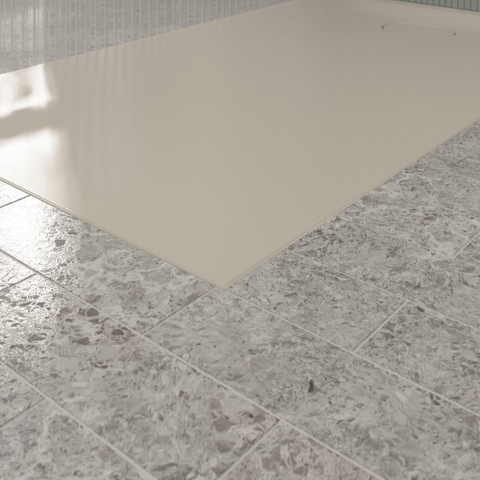 Villeroy & Boch Ecora douchebak - 140x80x3.5cm - afvoer korte zijde - almond (beige) SW1558941